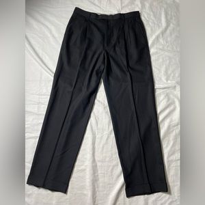 Zanella Black Pleated dress suit pants acetate rayon made in Italy mens size 36
